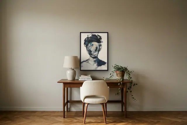 Abstract portret no. 2 poster boven het bureau