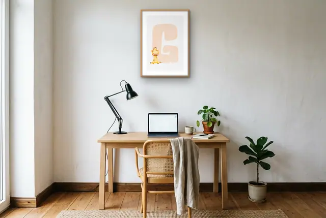 Alfabet G giraf poster boven het bureau