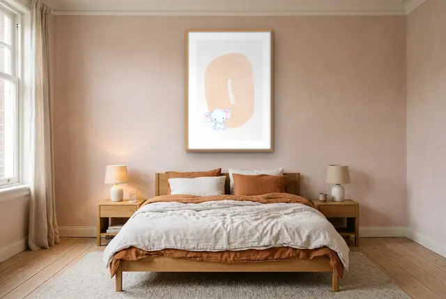 Alfabet O olifant poster boven het bed