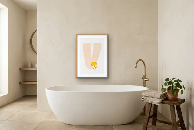 Alfabet letter V poster in de badkamer
