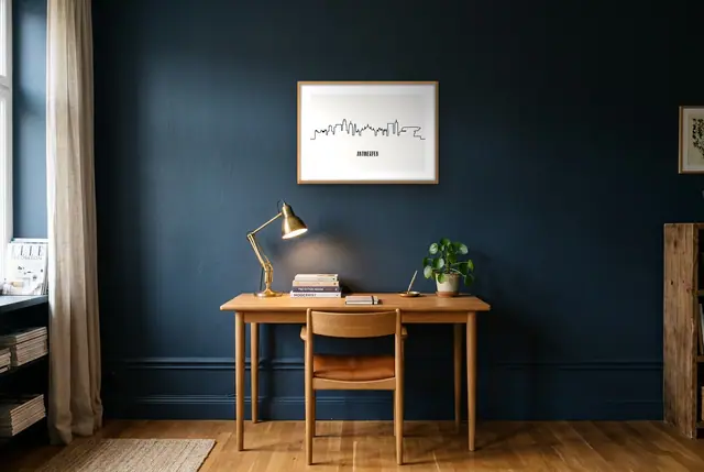 Skyline Antwerpen poster boven het bureau