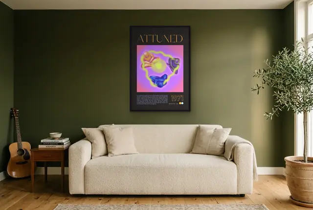Attuned kunst poster in de woonkamer