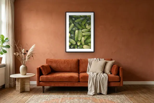Verse augurken poster in de woonkamer