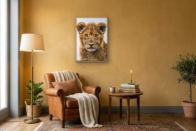 Baby leeuw poster in de leeshoek
