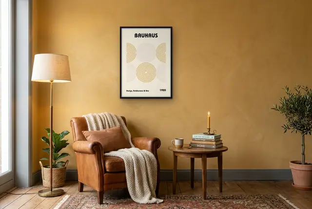 Bauhaus cirkels poster in de leeshoek