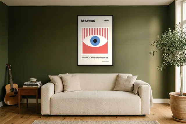 Bauhaus oog poster in de woonkamer