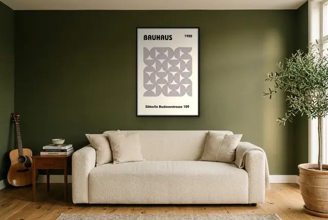 Bauhaus Sütterlin poster in de woonkamer