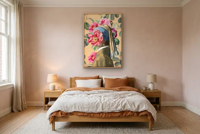 Big Flower Meisje poster boven het bed