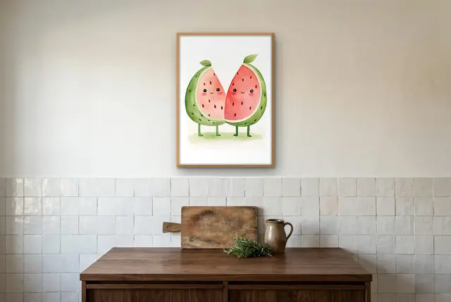 Blije watermeloenen poster in de keuken