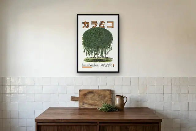 Vintage boom poster in de keuken