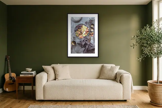 Borrelplank stilleven poster in de woonkamer