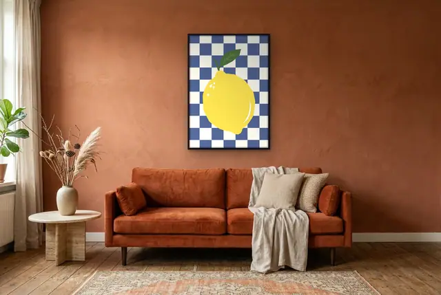 Citroen op kleed poster in de woonkamer
