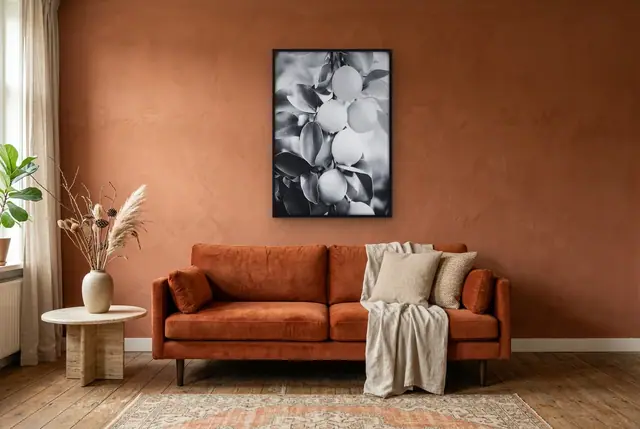 Citroenen zwart-wit poster in de woonkamer
