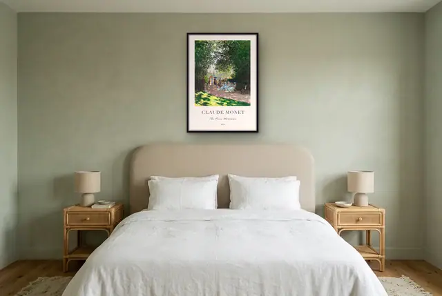 Monet Parc Monceau poster boven het bed