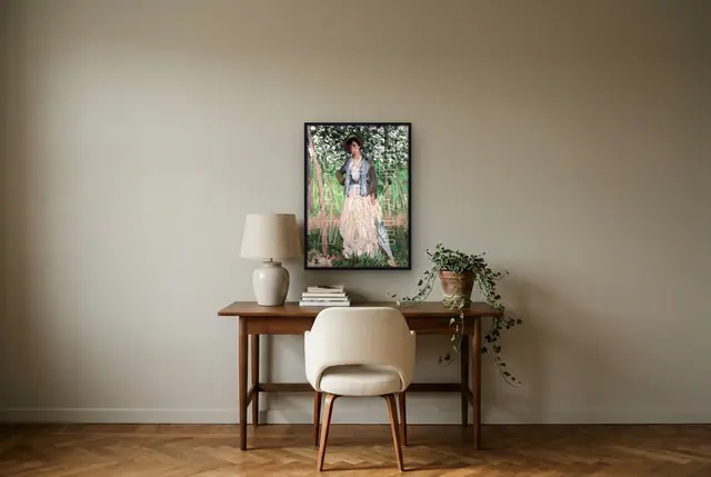 Clearance kunst poster boven het bureau