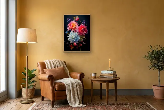 Close-up bloemen poster in de leeshoek