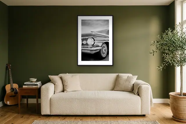 Vintage auto close-up poster in de woonkamer