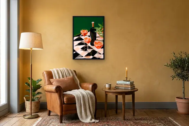 Cocktail op tafel poster in de leeshoek