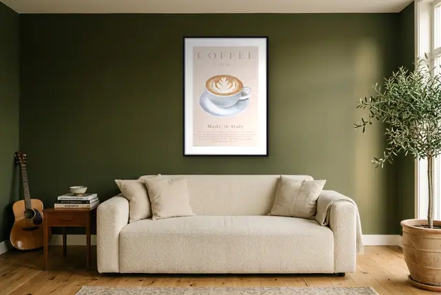 Italiaanse cappuccino poster in de woonkamer