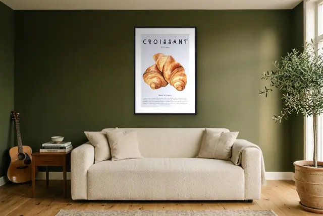Franse croissant poster in de woonkamer