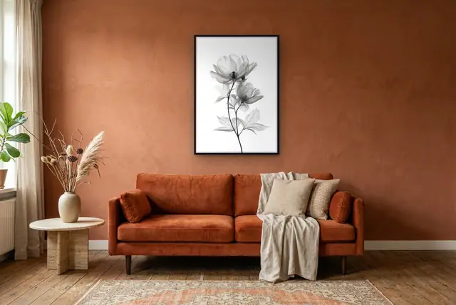 Delicate wilde bloem poster in de woonkamer