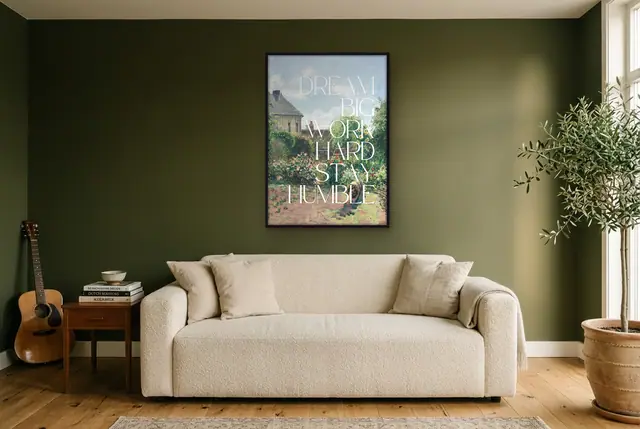 Dream Big quote poster in de woonkamer