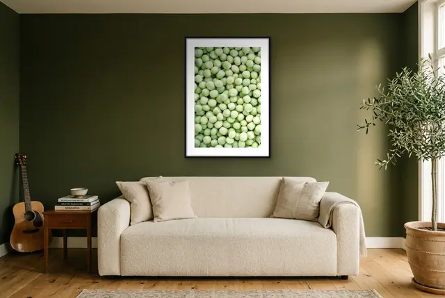 Groene erwten poster in de woonkamer