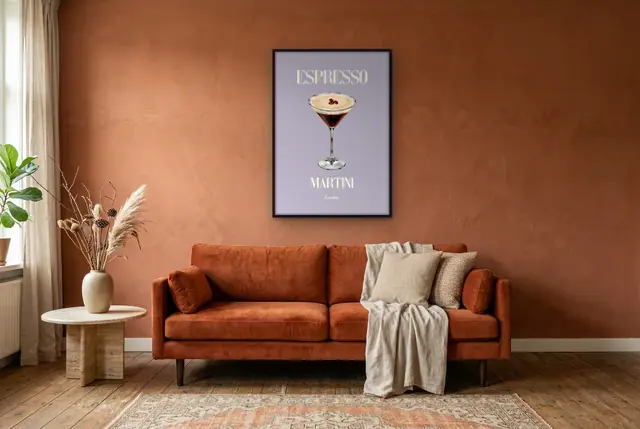 Espresso martini cocktail poster in de woonkamer