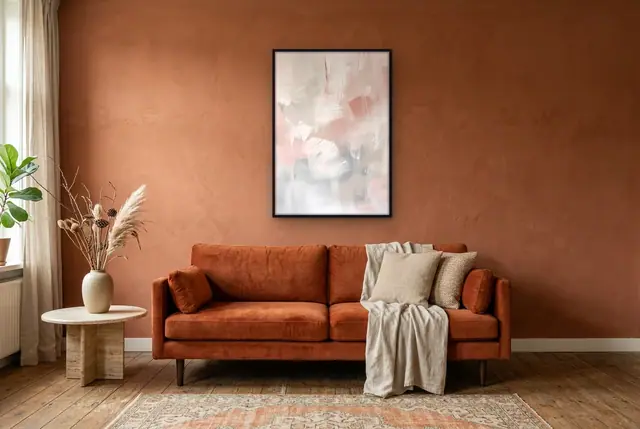 Fluweel abstract poster in de woonkamer