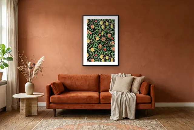 William Morris Fruit poster in de woonkamer
