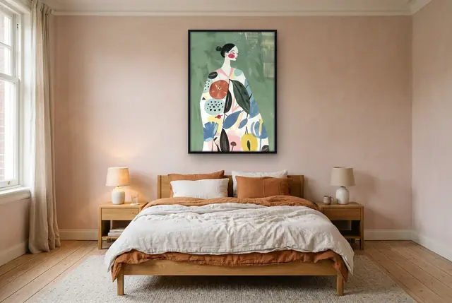 Fruitige jurk poster boven het bed