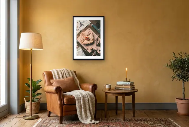 Frans gebakje poster in de leeshoek