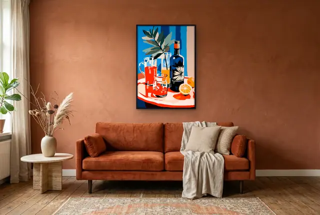 Gedekte tafel poster in de woonkamer