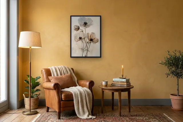 Gedroogde bloemen poster in de leeshoek