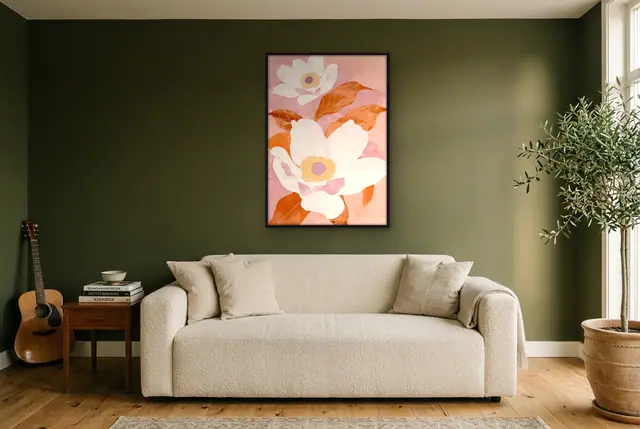 Gelukkige bloemen poster in de woonkamer