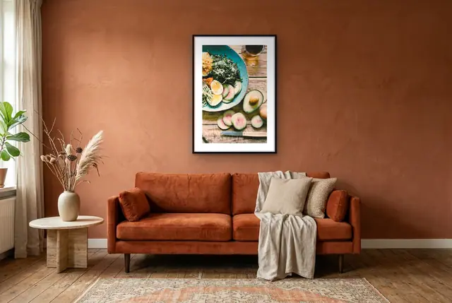 Gezonde maaltijd poster in de woonkamer