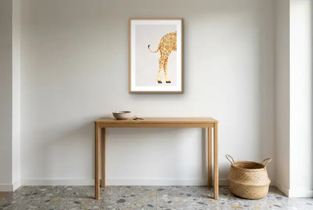 Giraffe achterwerk poster in de hal