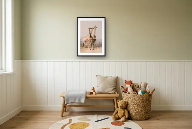 Drie giraffen poster in de kinderkamer