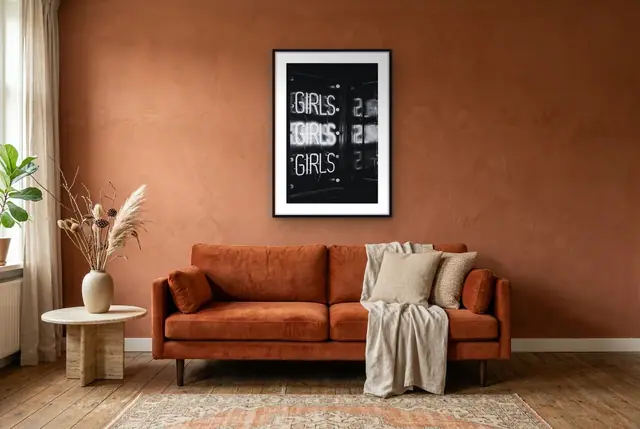 Girls neon poster in de woonkamer