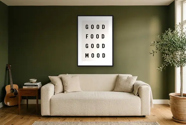 Good Food poster in de woonkamer