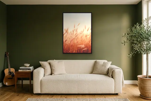 Gouden graanveld poster in de woonkamer