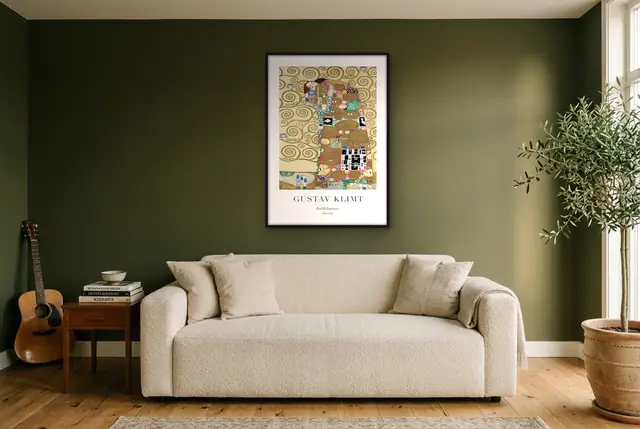 Klimt De vervulling poster in de woonkamer