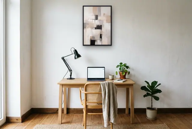 Hard abstract 2 poster boven het bureau