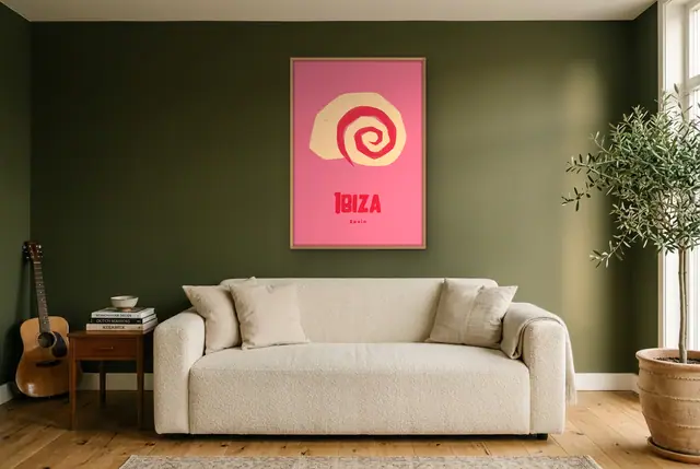 Ibiza schelp poster in de woonkamer
