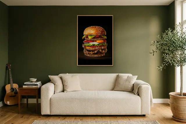 Juwelen burger poster in de woonkamer