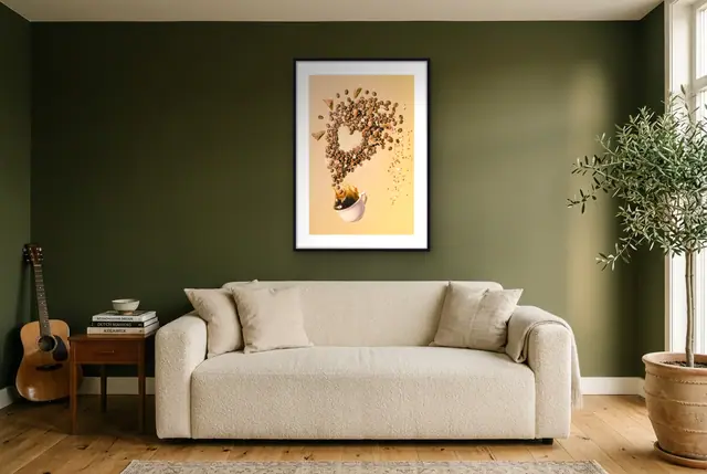 Liefde voor koffie poster in de woonkamer