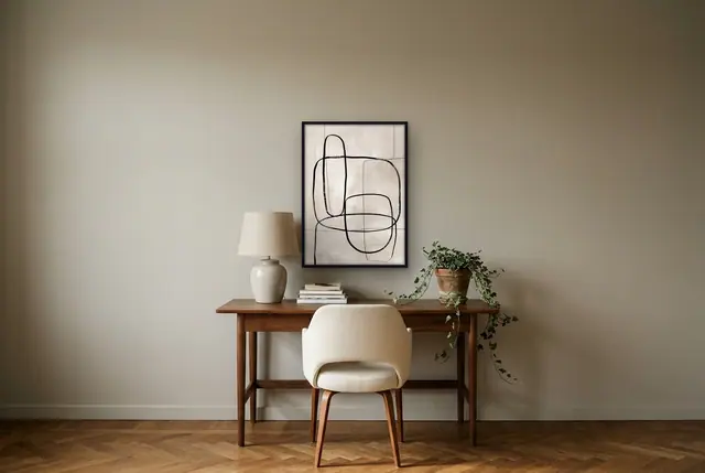 Abstracte lijnen 2 poster boven het bureau
