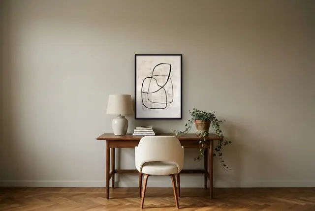 Abstracte lijnen poster boven het bureau