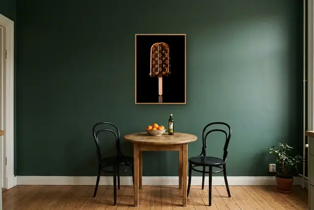 Louis Vuitton ijsje no. 2 poster boven de bistrotafel