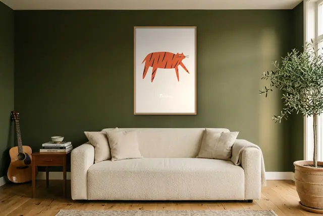 Miauw kat poster in de woonkamer